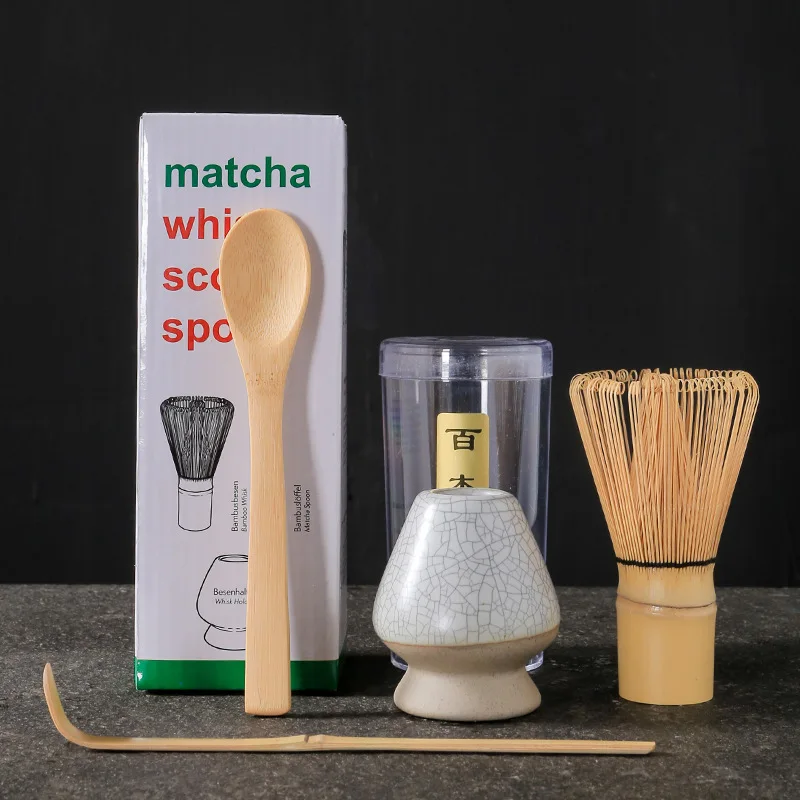 4Pcs Maccha Blender Pak Handgemaakte Bamboe Blender Theelepels Agitator Ondersteuning Japanse Matcha Blender Past Japanse Thee Set: Licht Groen