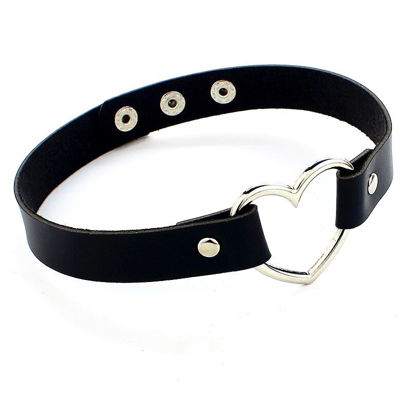 Punk Pu Leer Liefde Hart Kraag Choker Ketting Goth Gothic Rock Trend Sieraden Verjaardagsfeestje Pu Lederen Kraag Ketting: Black