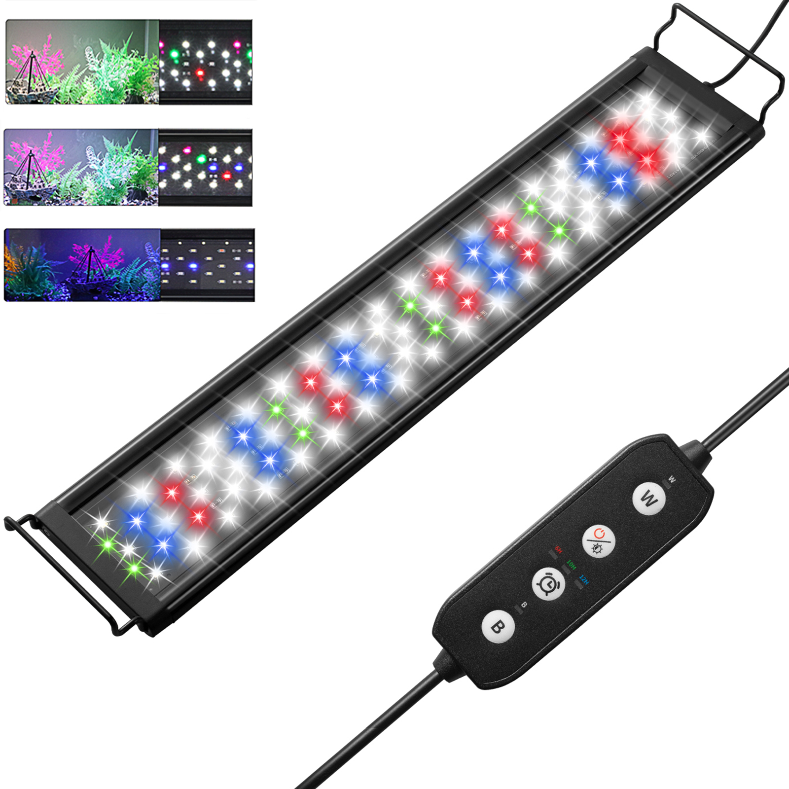 30-60cm- tommers akvarium dimbar belysning led-lys med timer og av/på-minnefunksjon fisketank plantevekst lys 100-240v