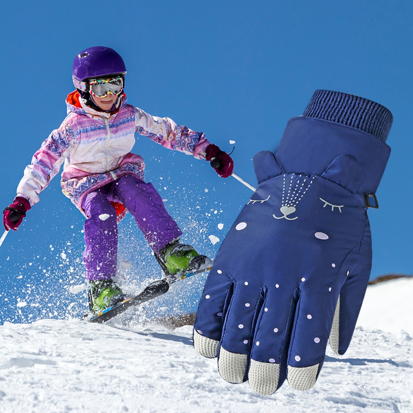 Winter Handschoenen Voor Kids Jongens Meisjes Snowboots Winddicht Wanten Buitensporten Skiën Handschoenen Wanten Handschoenen Volledige Vingers Wanten #50: B