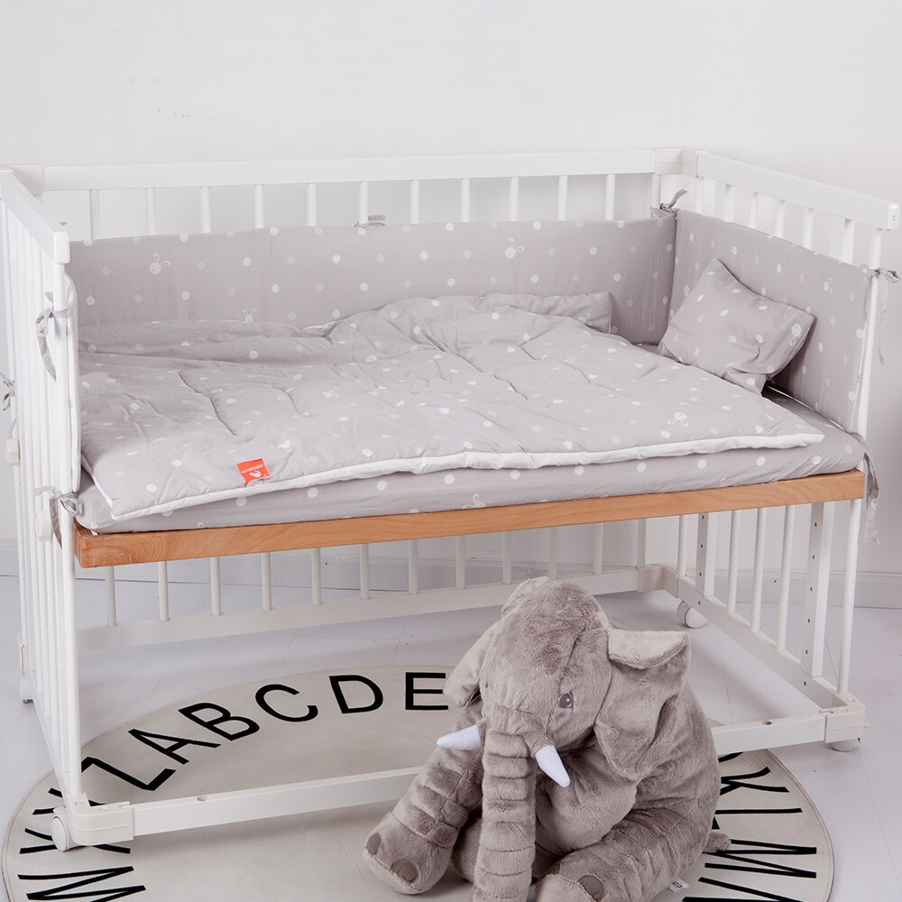 Baby kofanger seng beskytter toddler spædbarn barneseng seng kofanger 4 stk baby sengetøj sæt inklusive monteret lagen pude quilt kofanger