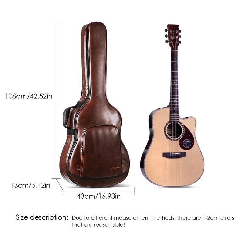 Vanntett gitar ryggsekk bag fortykket musikkinstrument ryggsekk for 40 41 tommers gitar støtsikker bag pu musikk ryggsekk vesker: Default Title