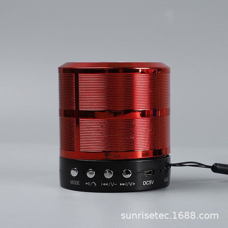 Tragbarer mini-stereo-lautsprecher ws -887 mit bluetooth, kleinem subwoofer aus metall und stahl: Rot