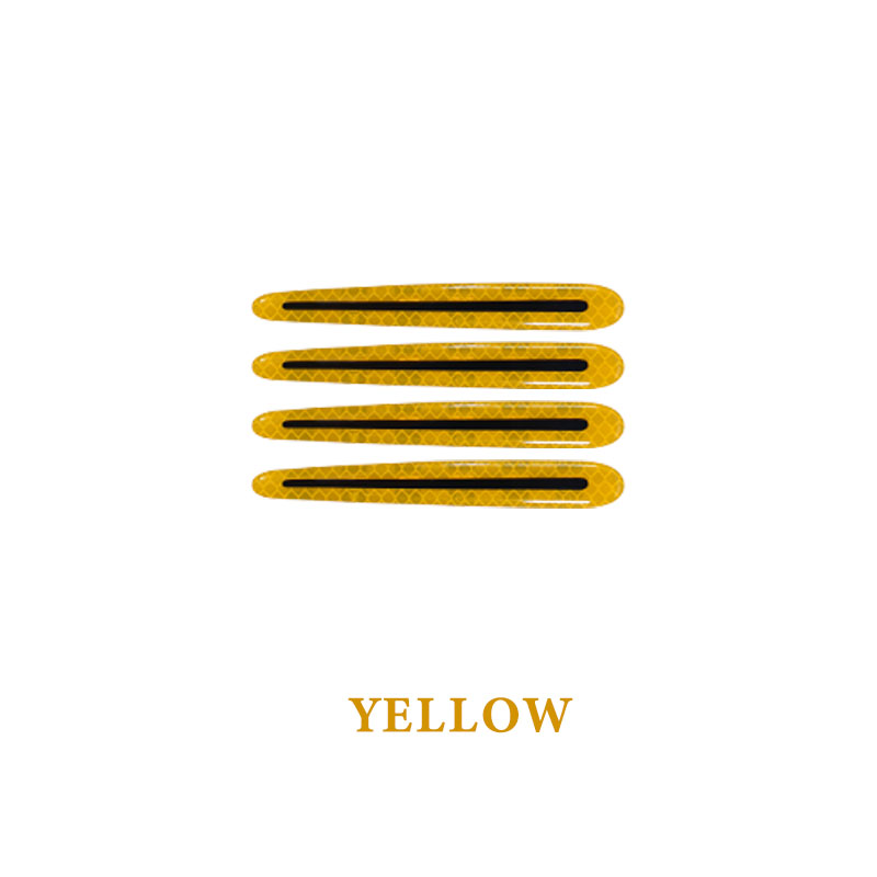 4pcs 3D Auto Deurklink Reflecterende Strips Waarschuwing Tape Deurklink Kom Cover Sticker Reflector Auto Styling Exterieur Accessoires: 4PCS YELLOW STRIPS