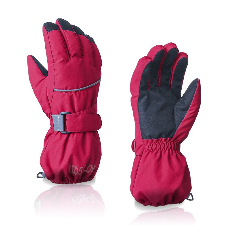 Baby Boys Winter Warm Full-finger Pure Color Outdoor Riding Ski Gloves Water And Wind Proof Non-slip Hiking Gloves