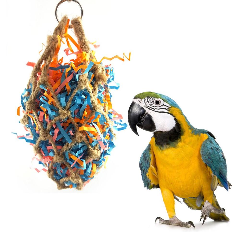 Vogel Spielzeug Papagei Wellensittich Sittich Nymphensittich Conure Lovebird Fink Kanarienvogel Kakadu Jute Papier Streifen Vogel Kauen Haustier Spielzeug Liefert