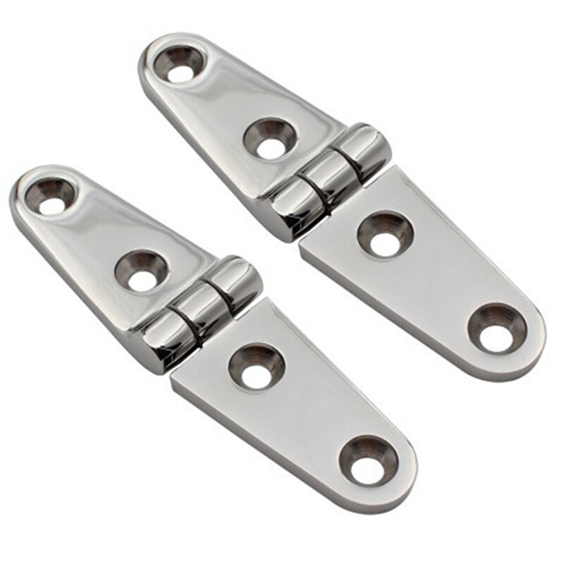 2Pcs Stainless Steel 316 Marine Boat Strap Hinges WIth 4 Holes Heavy Duty Mirror Polish Door Strap Hinge Accessories: Default Title