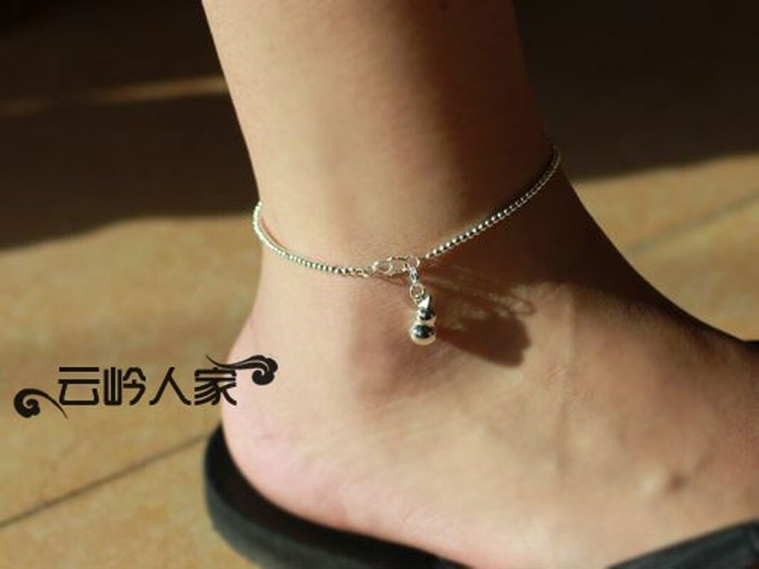 925 sterling silber kettenperlen-fußkettchen, sommerliche strand-fußkettchen, retro-kürbis-fußkettchen für damen, schmuck