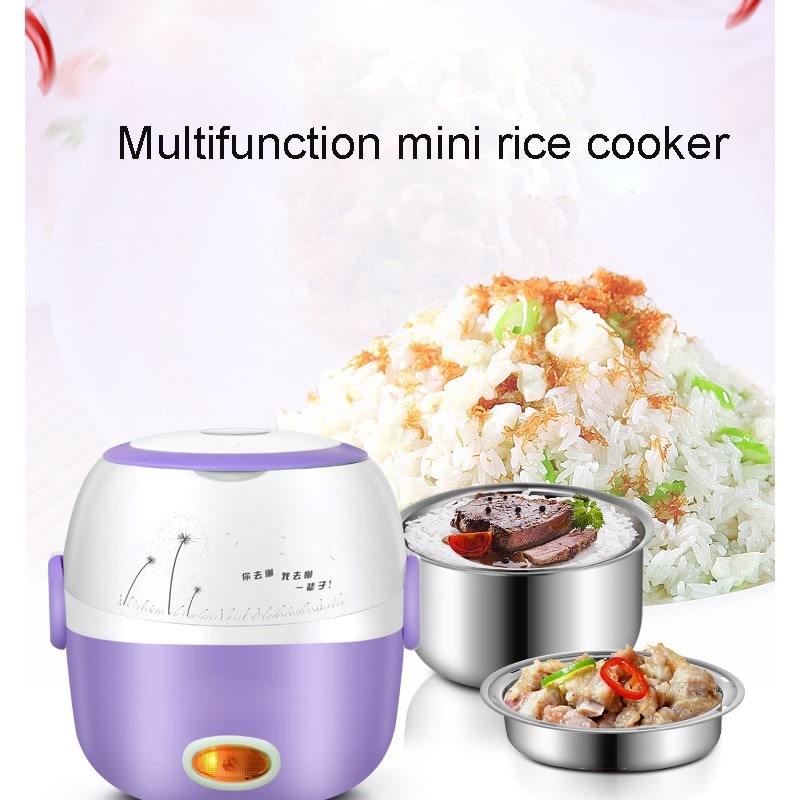 Thermal Heating Electric Lunch Box 2 Layers Portable Food Steamer Cooking Container Meal Lunchbox Warmer Mini Rice Cooker