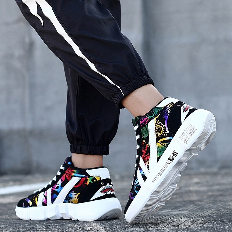 Graffiti-zapatos vulcanizados para hombre, zapatillas deportivas informales con estampado, para correr, tenis, de avanzada, para invierno