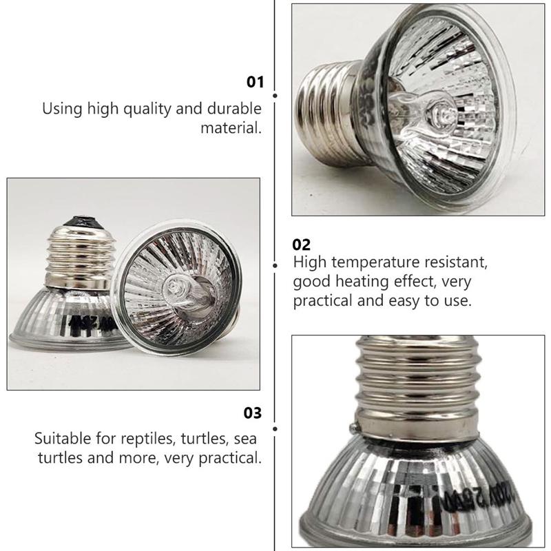 3PCS Reptiles Heating Light Bulb Full-spectrum Sun Lamp Tortoise Basking Lamp Practical Reptiles Heating Lamp for Turtle