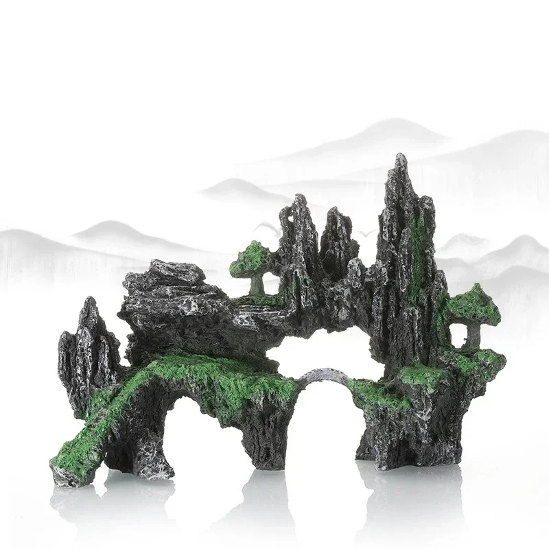 15-type decoratieve rotsen aquarium aquarium accessoires hars rotstuin aquarium decor vis verbergen gat rots voor aquarium