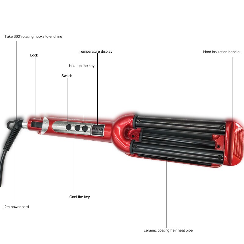 Drie Kip Rolls Lcd Keramische Haar Krultang Krultang Triple Krultang Deep Wave Curler Haar Waver Styling Tools