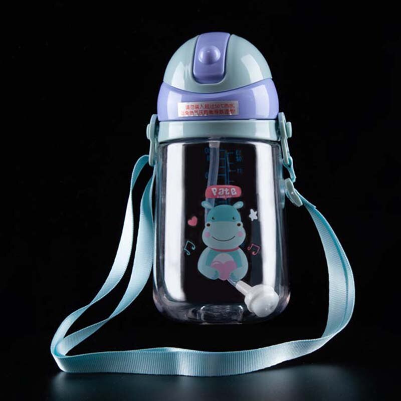 Babybekers duurzame draagbare kinderbeker met rietje waterfles met touw pasgeboren drinkbeker waterkoker voor baby's: Blauw