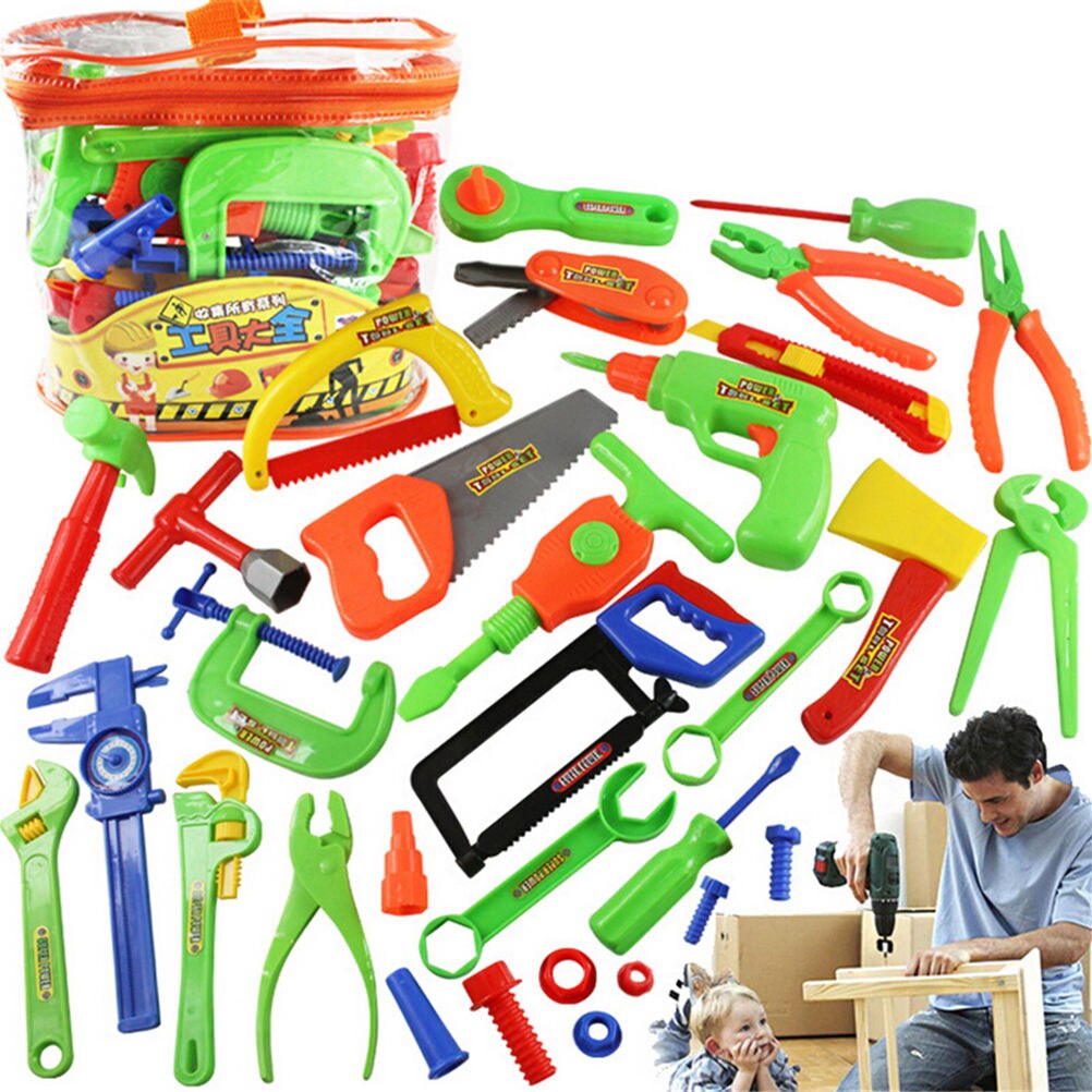 32 Stks/set Baby Early Learning & Education Kinderen Speelgoed Kinderen Timmerwerk Reparatie Gereedschappen Speelhuis Speelgoed Plastic Pretend Play Toy