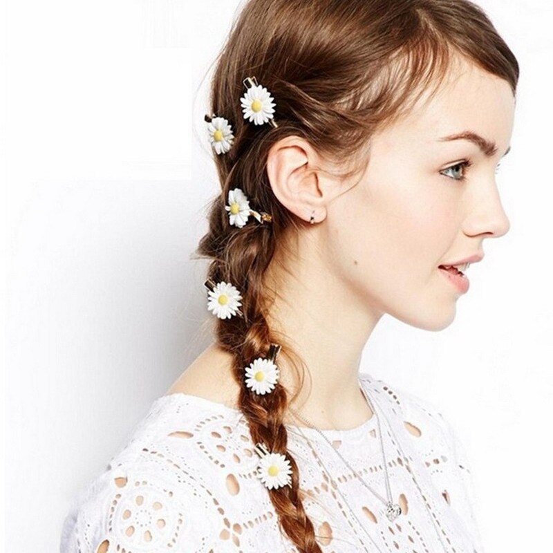 5 Stks/partij Leuke Vrouwen Haarspelden Haar Accessoires Mooie Daisy Bloem Kleine Barrette 4G2002