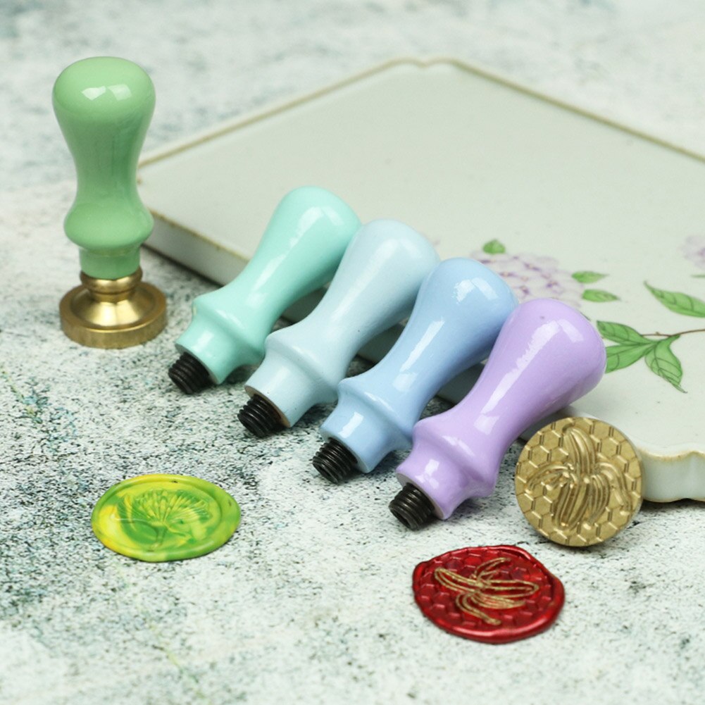 Poignée de sceau en laiton pour cachet de cire, tête de sceau rétro, manche en bois de rose, tête en cuivre pour décoration de Scrapbooking
