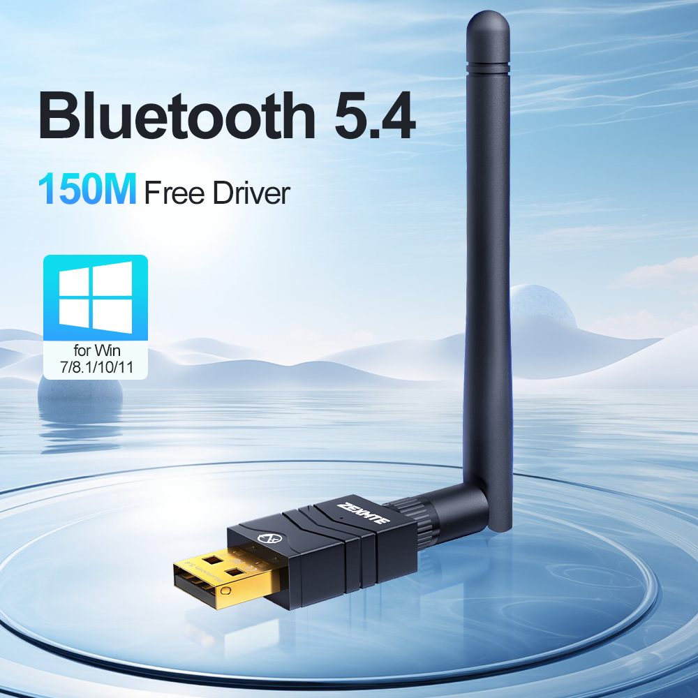 Zexmte USB Bluetooth 5.4 Adapter 590FT/180M Long Range for Windows 8/8.1/10/11 Desktop Keyboard Mouse Bluetooth Dongle Adaptador: Silver
