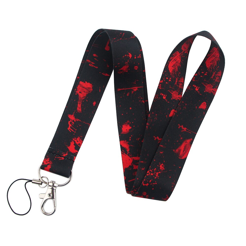 PC2704 Realistische unheimlich Blutflecken Lanyards Ich würde Abzeichen Halfter Ausweis bestehen praktisch Riemen Abzeichen Schlüssel Halfter Keychain: 1