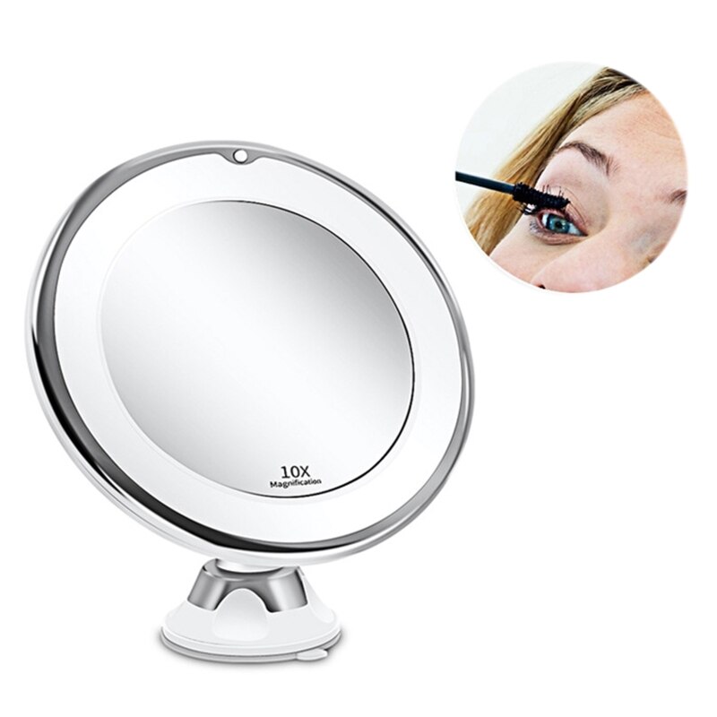 10X Magnifying Makeup Mirror with Light 360 Degree Rotation Powerful Suction Cup