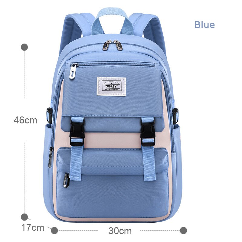Mode Schooltassen Voor Meisjes Waterdichte Grote Schooltas Kinderen Rugzak Boek Bag Kids School Rugzak Mochila Escolar Coreana: blue