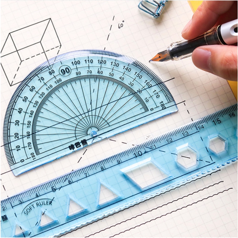 4PCS Protractor Students Maths Geometry Triangle Rulers Set Office Bookmark Drawing School Supplies for child