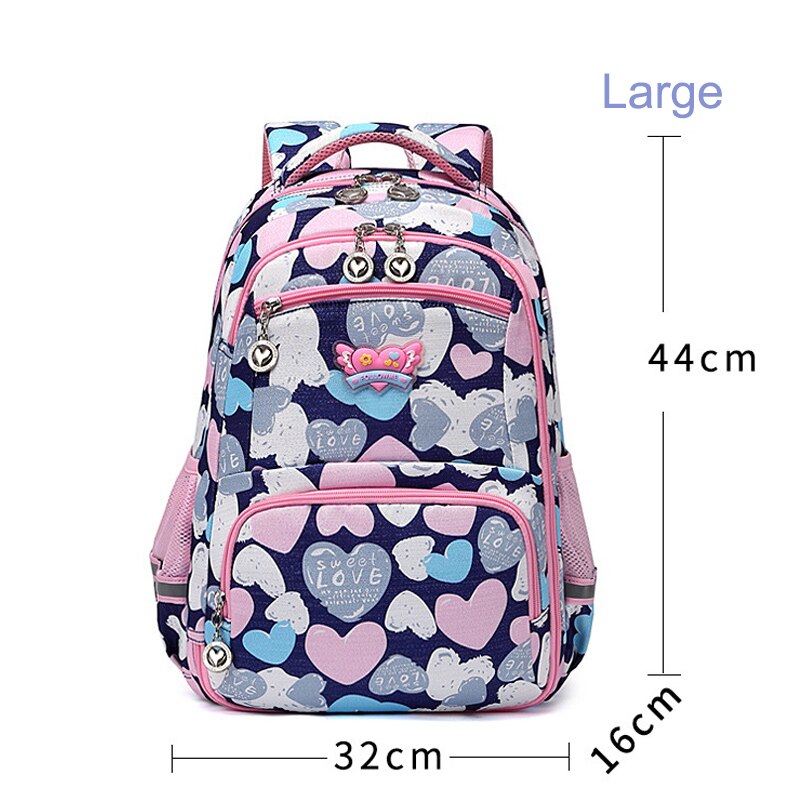 Dzieci 1-6 klasy szkolne plecaki dla dziewcząt z miłosnym nadrukiem wodoodporne torby robić szkoły podstawowej dzieci student plecak Mochila Escolar: duży marynarka wojenna