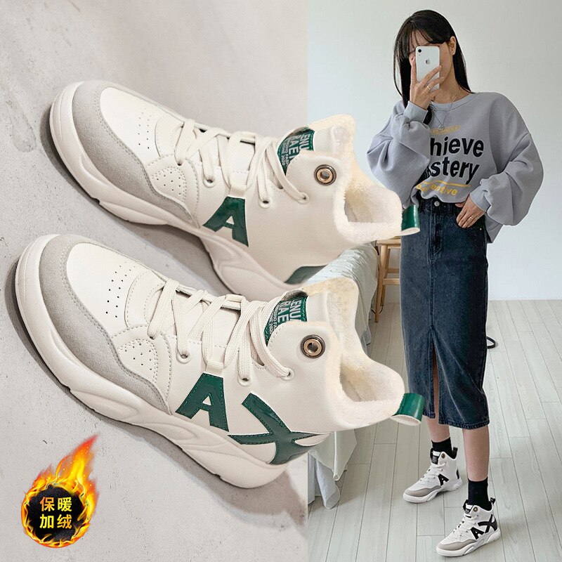 Dames winter hardloopschoenen bekroond vrouwelijke toning sneakers ademende casual sneakers voor dames hoge top sportschoenen