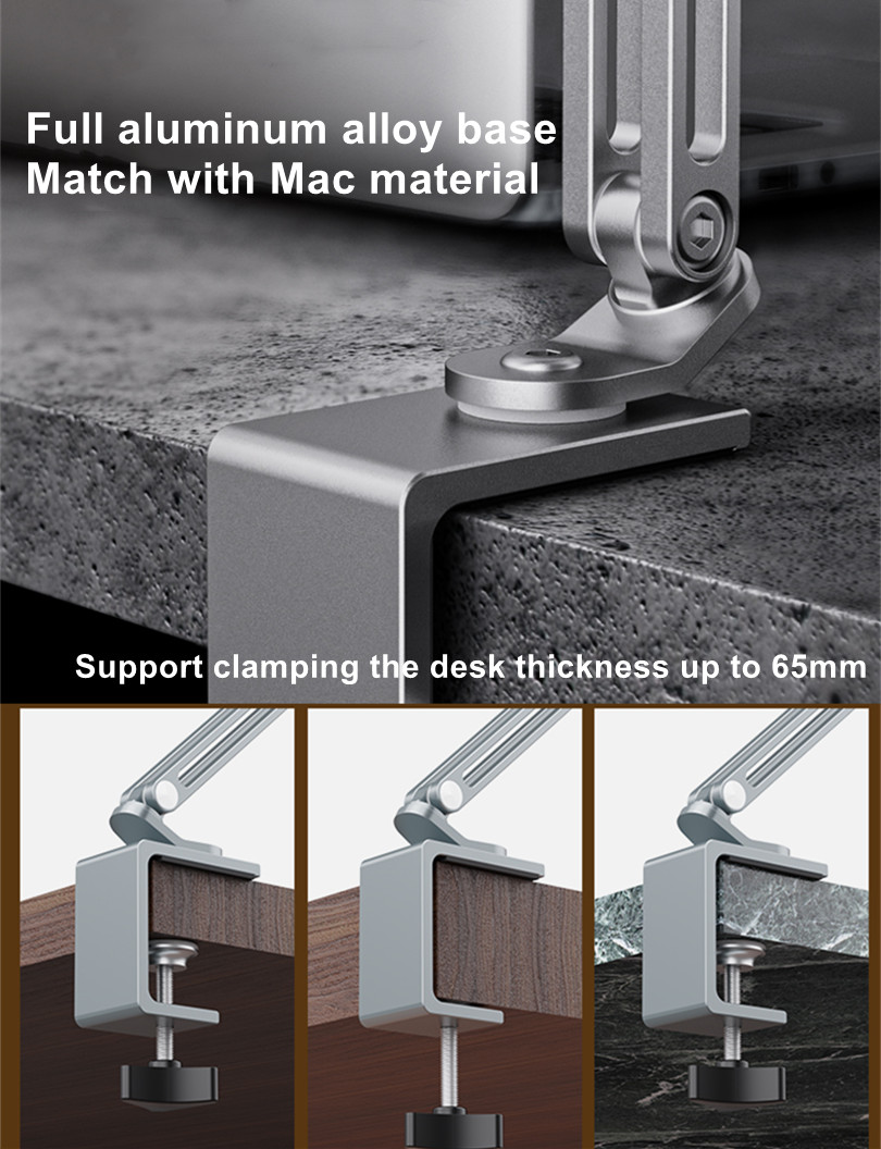 Desktop Adjustable Long Arm Foldable Tablet Stand Aluminum Cell Phone Holder Multi-angle Rotation 4-13'' Bed Table iPad Stand