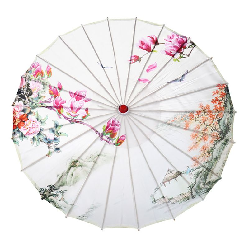 Chinese Silk Cloth Umbrella Landscape Painting Parasol Decorative Oil Paper Umbrella For Classical Cheongsam 2 2 2 2 2: 1