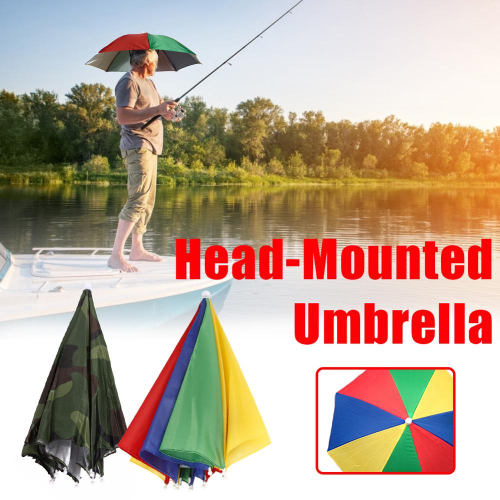 Bærbar foldbar hoved paraply hat anti-regn anti-uv fiskeri hætter udendørs rejser vandreture strand fiskeri paraplyer hat regn gear