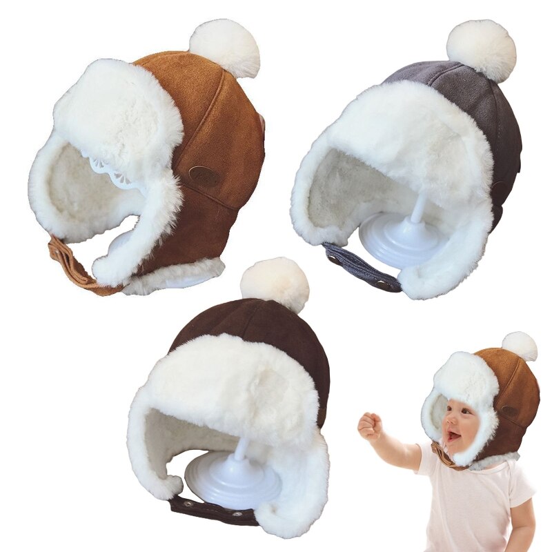 Toddler Baby Boys Hat Kids Children Ear Flap Muff Winter Warm Plush Cap Beanie