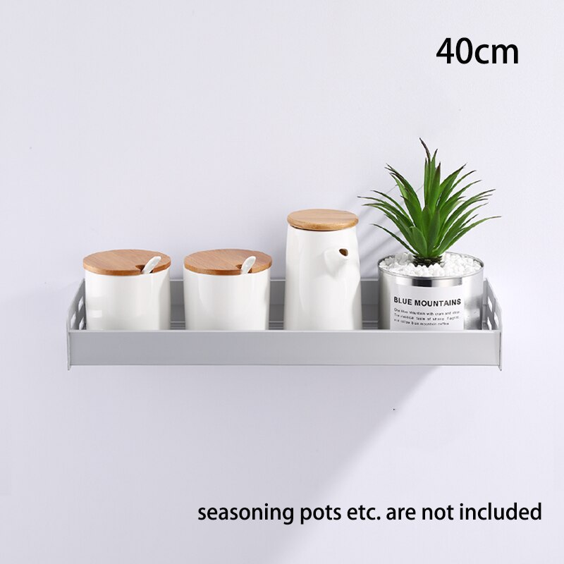Crochet de rangement pour épices, étagère de cuisine, étagère murale, crochet de rangement pour ustensiles en aluminium, accessoires d&#39;organisation à domicile: Silver 40cm