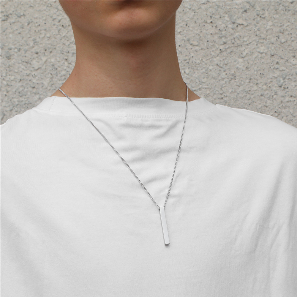 Classic rectangular pendant necklace for men, stainless steel, black color, cuban chain necklace for men, jewelry 2022: 3-50cm