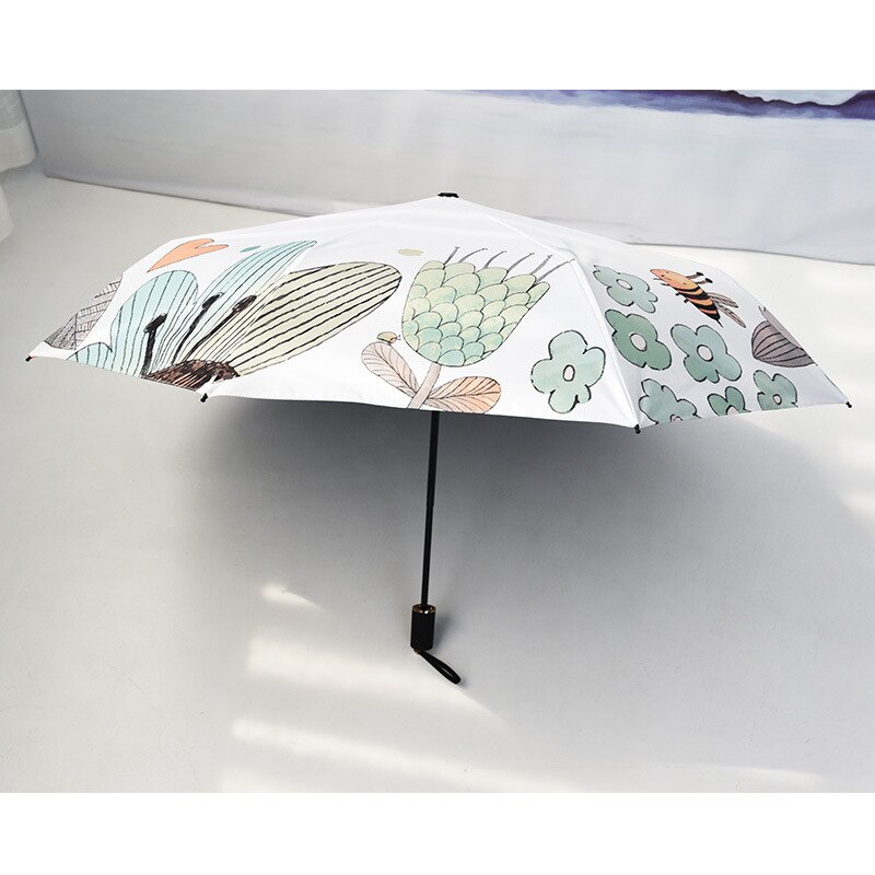 Sombrilla plegable de diosa fresca coreana para mujer, paraguas anti-UV de doble uso para lluvia y sol