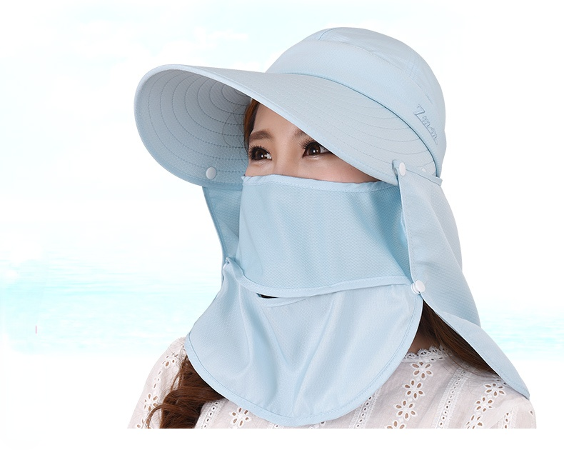 Sun hat female summer face protection sun hat cover face anti-ultraviolet sun hat big edge cycling face protection neck cap