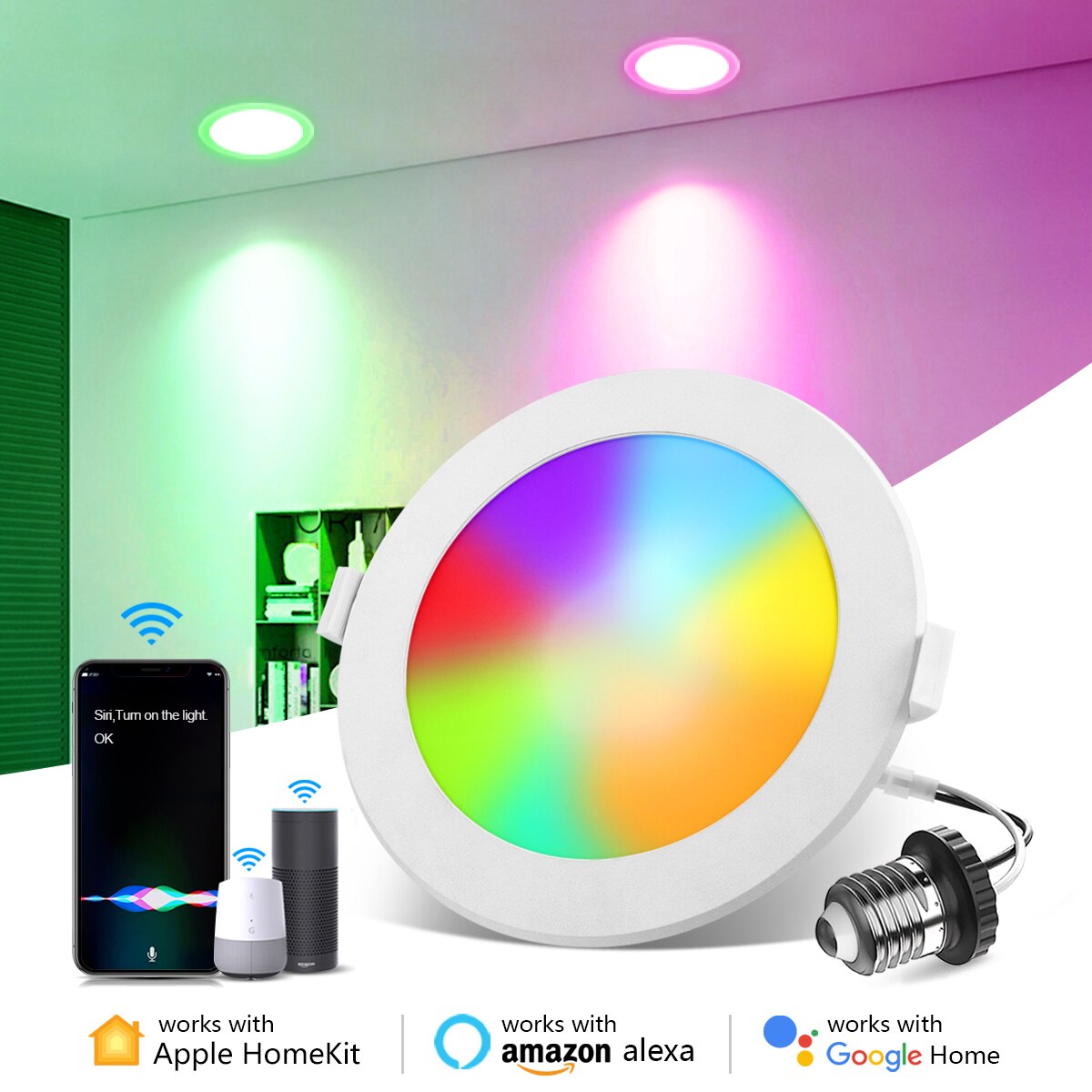 Smart Led Downlight Wifi Spot Light Rgb Keuken Plafondlamp Werken Met Apple Homekit Siri Alexa Google Thuis