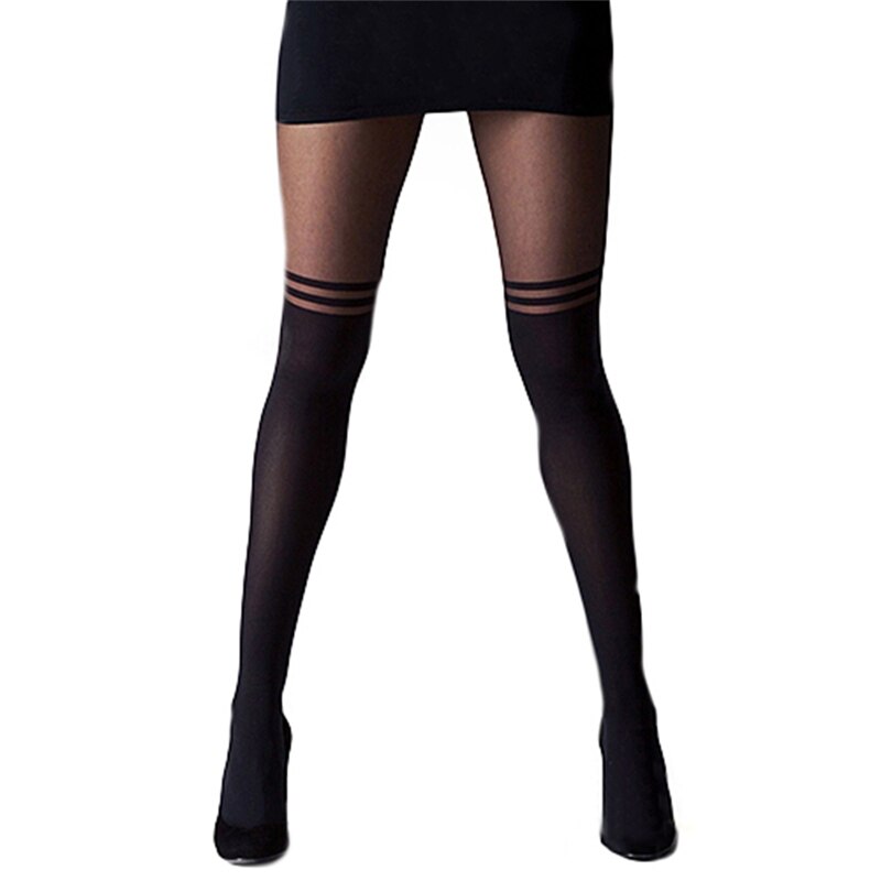 Black Women Temptation Sheer Mock Suspender Tights Cat Pantyhose Stockings Cool Mock Over The Knee Sheer Tights 5 Styles: Black