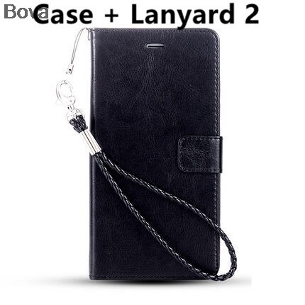 Honor 4C card holder cover case for Huawei Honor 4C leather phone case ultra thin wallet flip cover: Black Lanyard 2
