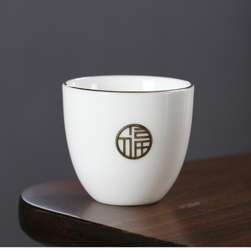 Grand relief or mouton graisse jade tasse à thé décor à la maison thé maître tasse accessoires personnel boire petit bol à thé: A