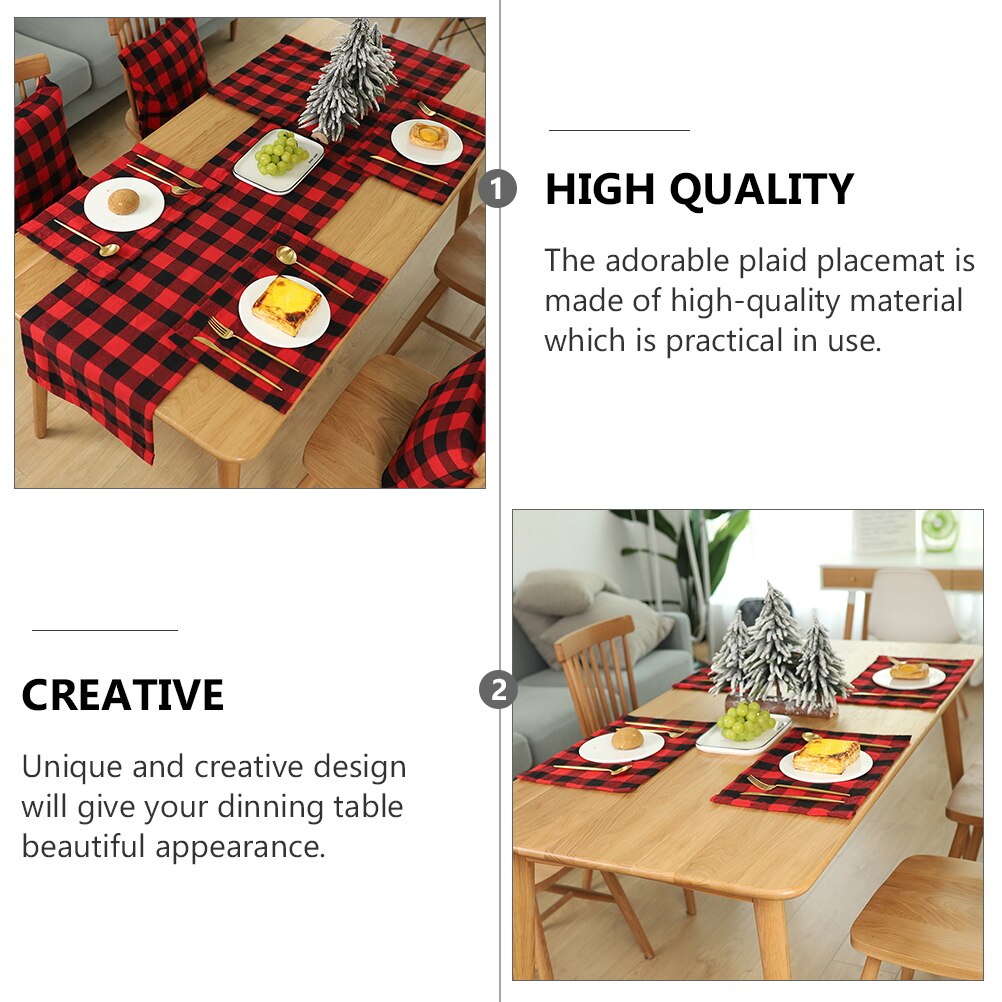 4 Stuks Plaid Gerecht Mat Huishouden Placemat Plaid Tafel Kussen Decor Plaid Tafel Mat