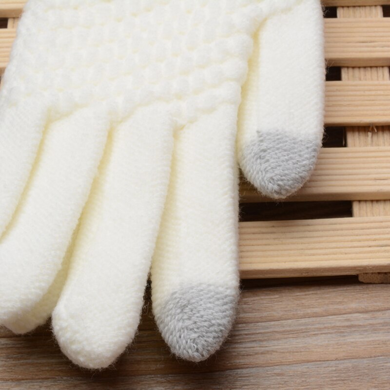 Guantes de punto de Cachemira para mujer, guantes de Jacquard con pantalla táctil, cálidos, de esquí, guantes de peluche