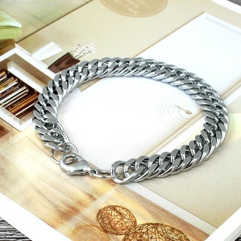 Bracciali da uomo Trend Hip Hop catene a maglia cubana coppia in acciaio inossidabile catena a mano Punk accessori per gioielli bracciale da uomo