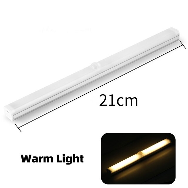 ANMONE Wardrobe Led Light Motion Sensor Wireless Night Lamps Bedroom Kitchen Decorative Light Strips USB Rechargeable Backlight: warm 21cm
