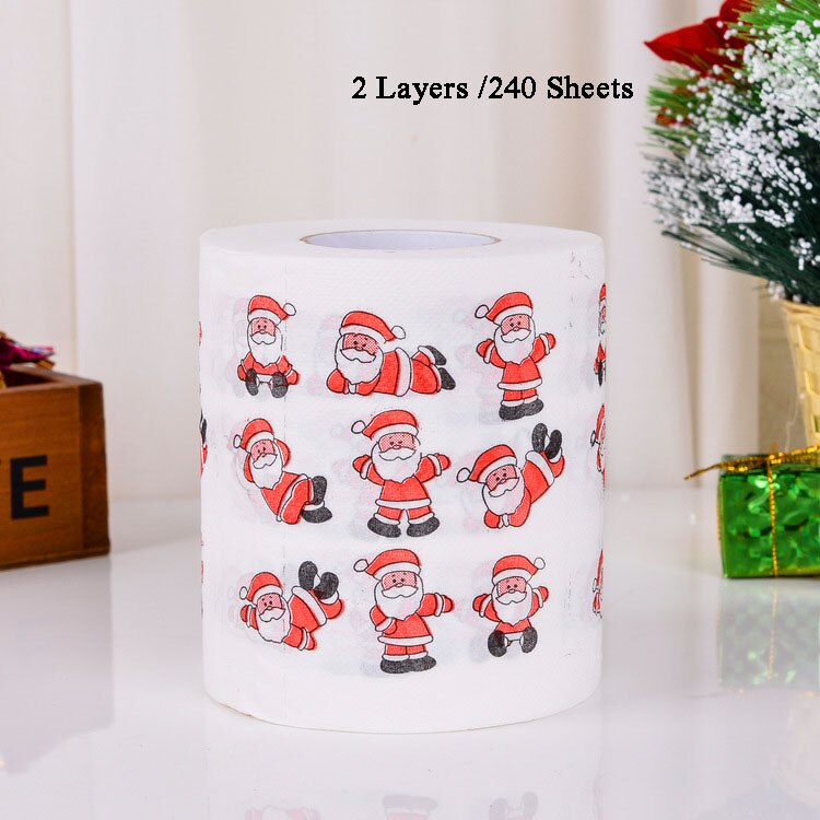 Rollo de papel higiénico, rollo de papel higiénico de Papá Noel, papel higiénico decorativo de Navidad, papel higiénico de 240 hojas, Toilette, 10*10cm: c