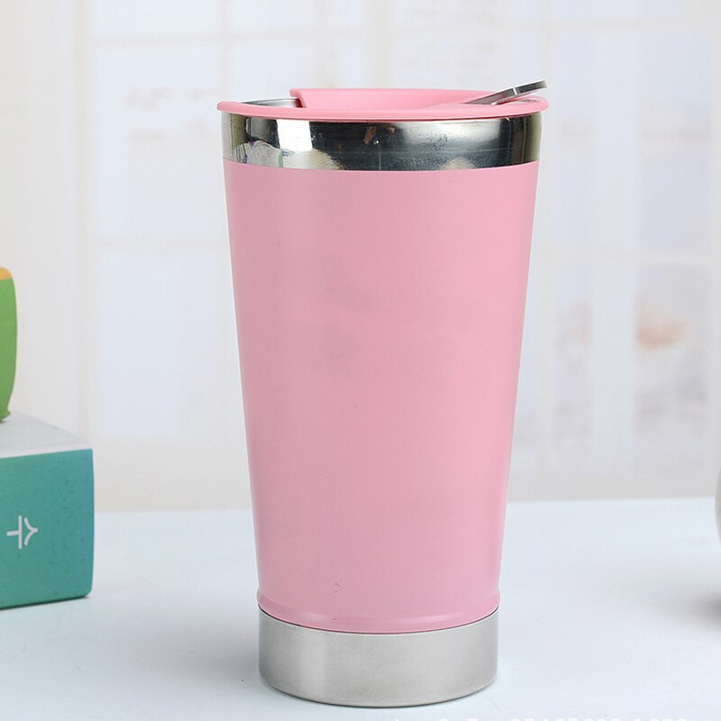 Creativity 304 Stainless Steel Beer Cup Thermos Cup With Bottle Opener 473ML Heat Preservation And Cold Preservation: Pink