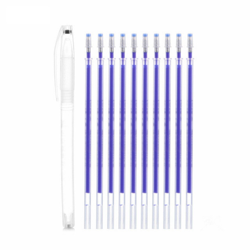 11pcs/set Heat Wrap Fade Out Fabric Markers Pencil High Temperature Disappearing Marker Pens Sewing Drawing Lines Accessories: Blue