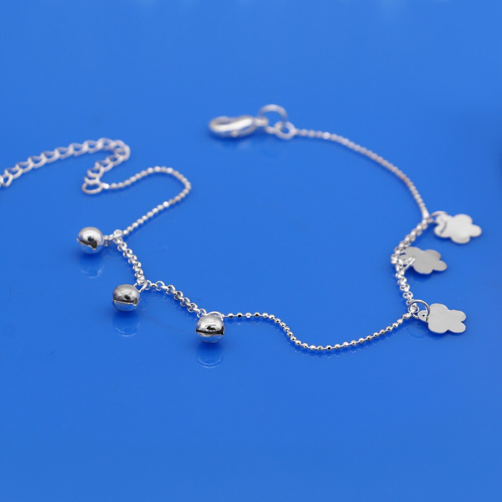 Bracelet de cheville en argent Sterling 925 pour femmes, chaîne pendentif clochette de neige, bijoux de pied, ,