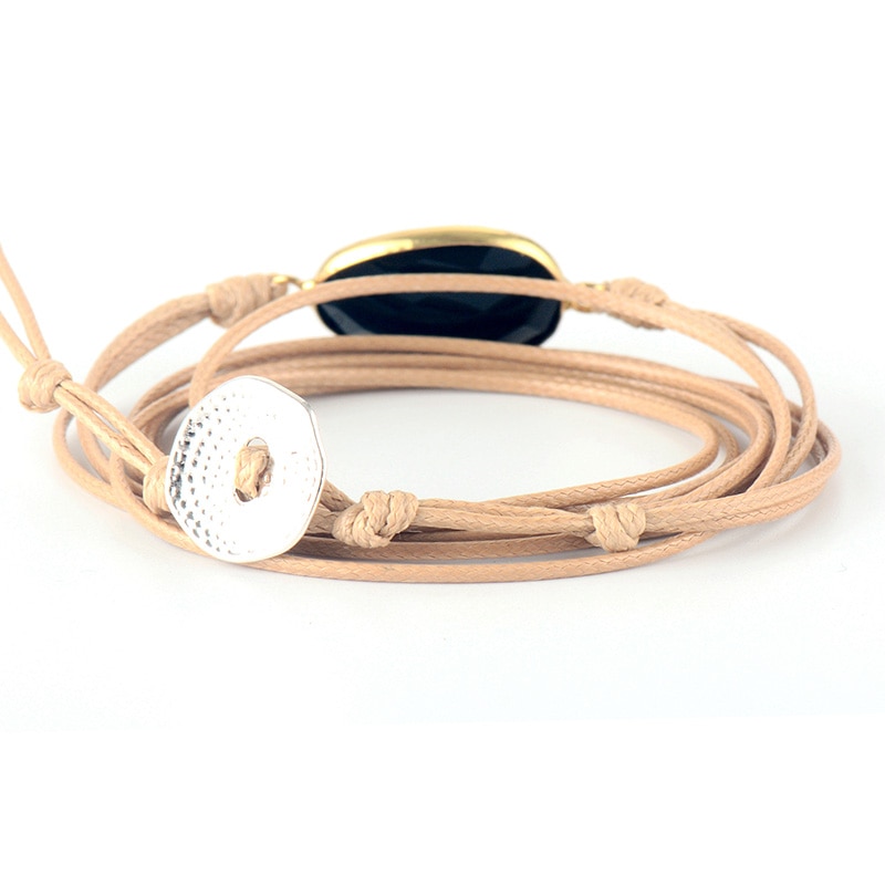 Bracelet en corde noir Onyx Boho longue amitié Bracelets à la main ethnique plage Bracelets directe