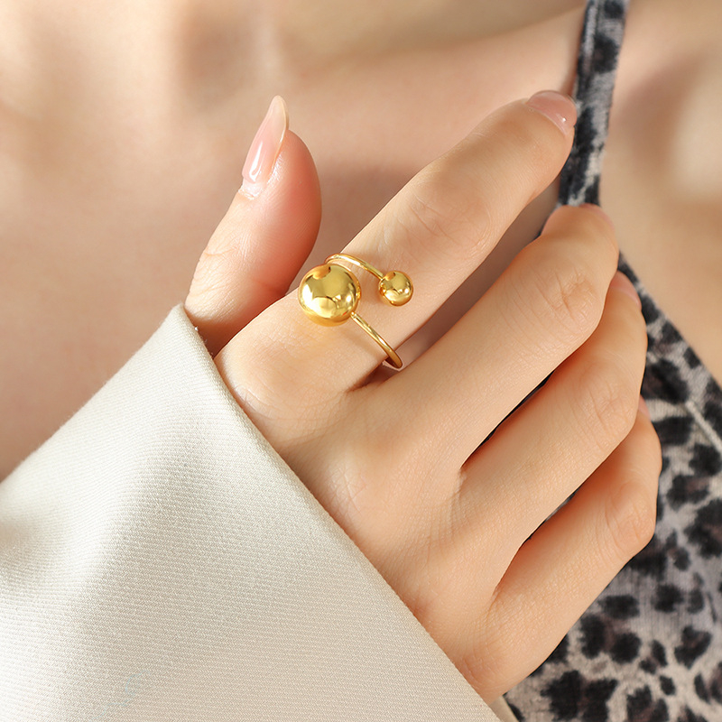 316l Roestvrij Staal Mode Fijne Sieraden Punk Stijl Minimalisme Verstelbare Maat Dubbele Bolringen Voor Vrouwen
